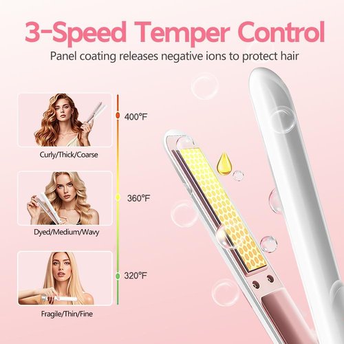 Skiennix Cordless Hair Straightener - Portable & Wireless Design | Sleek White Finish
