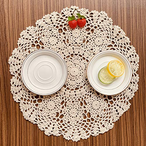 50cm Handmade Crochet Lace Doilies Set - Vintage Floral Round Tablecloths