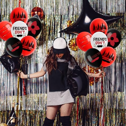 50-Pack 12-Inch Black Red Mystery Themed Latex Balloons for Parties