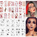 Halloween Fake Scar & Spider Web Temporary Tattoos - 40 Sheets for Cosplay & Party