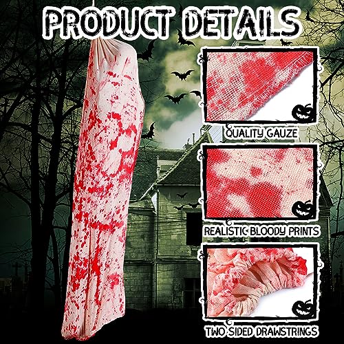 Halloween Bloody Body Bag Decorations - Creepy Gauze Hanging Props, Pack of 4