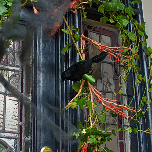 Realistic Feathered Black Crow Decorations Set for Halloween & Autumn