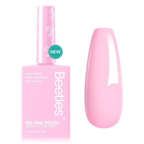 Beetles Pink Gel Polish - Rosy Glow 15ML/0.51Fl Oz, Pastel Light Pink Gel Nail Polish, Soak Off UV LED Lamp Nail Art, Long-Lasting Manicure Salon DIY Home Spring Nails - Gifts for Her