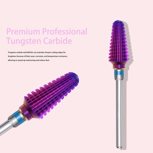 ERUIKA Tungsten Carbide Tornado Nail Drill Bits,3/32'' Two Way Safety Use Efile Multi-function Bits,Suitable Fast Remove for Acrylic Gels Manicure Pedicure Rotary Tools (Purple, Medium - M)