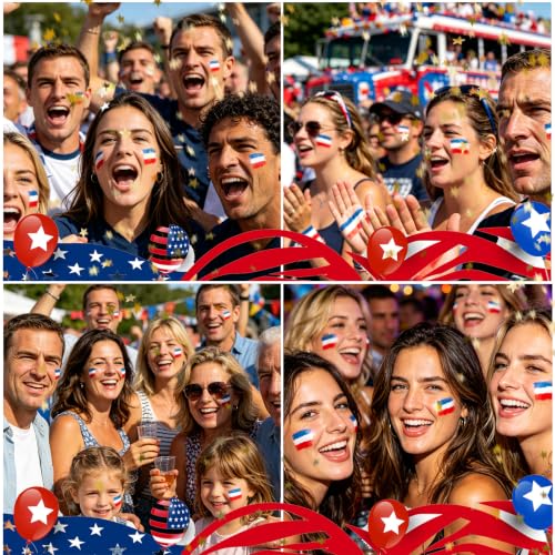 3 Pack Red White Blue Face Body Paint Sticks for 4th of July Sweatproof & Long-Lasting