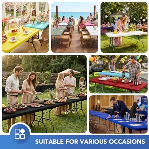 Fitted Stretch Tablecloth for 6ft Rectangular Tables - White, 30x72 Inch, 6 Pack