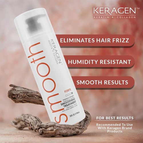KERAGEN FORTE Professional Smoothing Treatment - Salon-Grade Frizz Elimination & Repair | 32 Oz