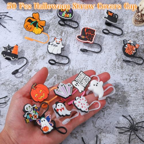 10mm Halloween Straw Cover Caps - 50 Pack for Stanley Cups