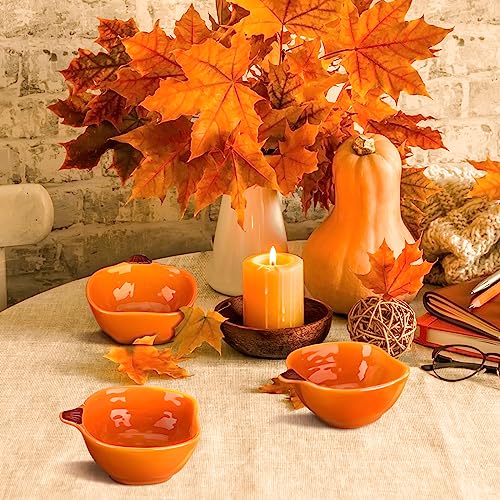 24 Pack Pumpkin Ramekins - 6 oz Oven Safe Ceramic Bowls for Baking & Serving - Fall Holiday Decor