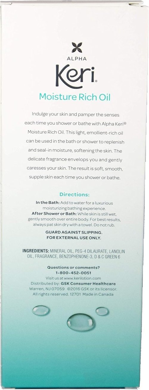 Keri Moisture Rich Shower Bath Oil, Clear, 8 Ounce (Pack of 2)