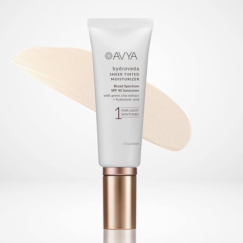 AVYA SPF 40 Sheer Tinted Moisturizer - Hydrating Hyaluronic Acid & Green Chai for Balanced Skin | Fair & Light Shade #1 (1.7oz/50ml)