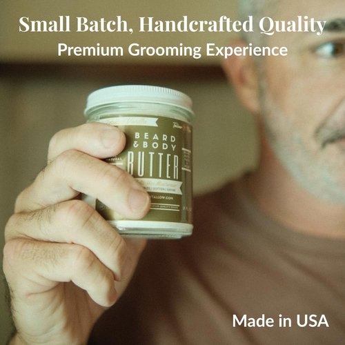 Tallow Man Tobacco Vanilla Beard + Body Butter | Men's Grooming | Grass-Fed Tallow | 9oz