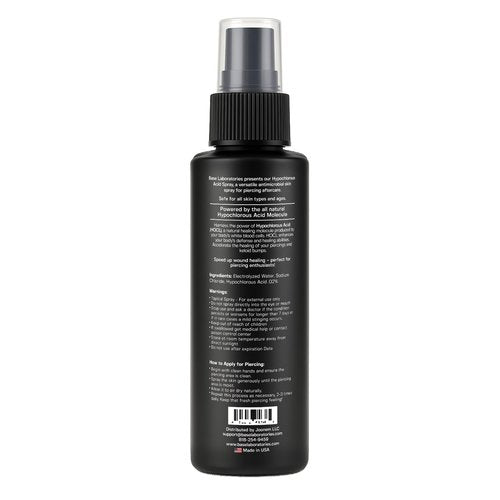 BASE LABORATORIES Piercing Aftercare Hypochlorous Acid Spray PRO - 8 OZ | Saline Solution Piercing Aftercare - Saline Spray for Ear Piercings, Bumps & Keloids | Ear, Nose, Belly - 2PK