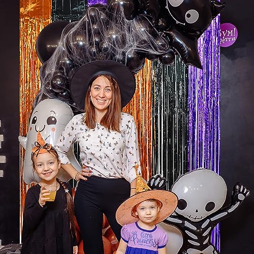 Halloween Foil Tinsel Curtain Streamers 3 Pack - Orange Black Purple Party Backdrop