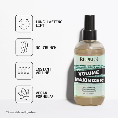 Redken Volume Maximizer Thickening Spray - Weightless Volumizing Formula for All Hair Types, Adds Body & Flexibility