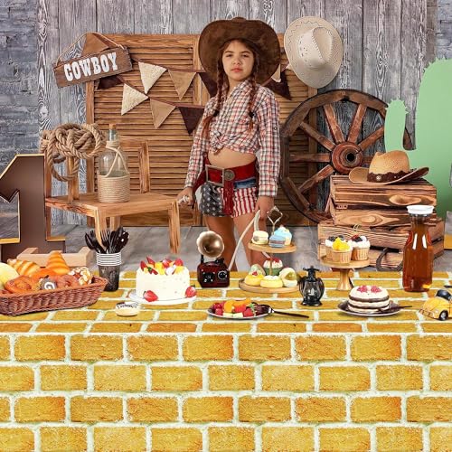 Yellow Brick Tablecloths 4-Pack - Rectangular Party Covers for Halloween, Wizard & Holiday Events