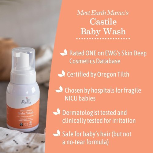 Earth Mama Sweet Orange Liquid Wash - Organic Foaming Hand Soap for Sensitive Skin | 6.27 fl oz