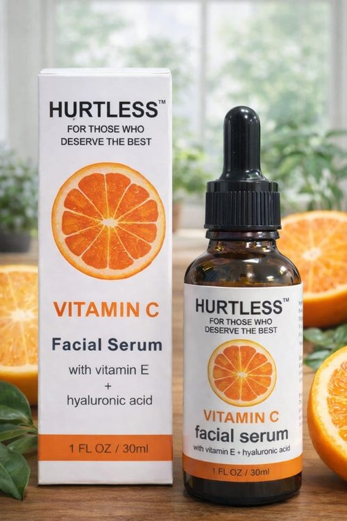 HURTLESS Vitamin C Face Serum - Brightening & Hydrating Formula with Hyaluronic Acid | 30 ml / 1.01 fl oz