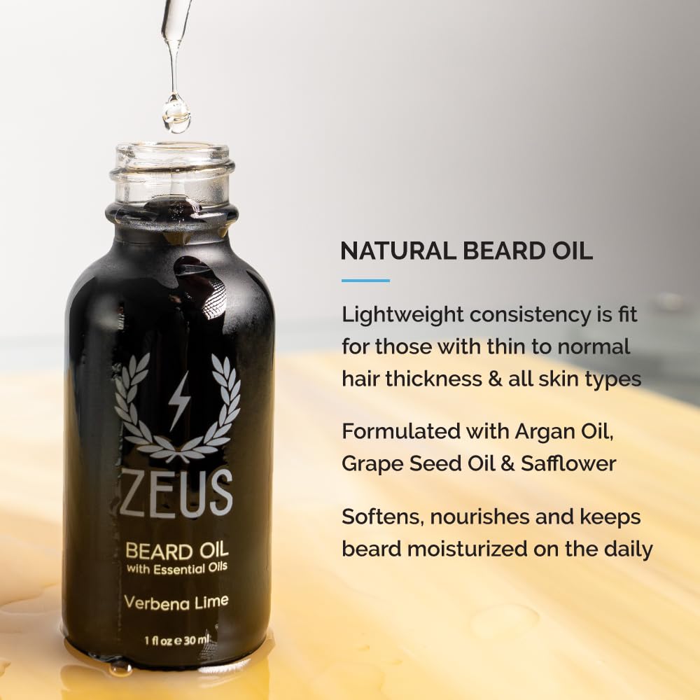 ZEUS Starter Beard Wash & Beard Oil Kit for Men, Softens, Hydrates & Moisturizes Facial Hair, Promotes Healthy Growth & Shine (Made In USA) Vanilla Rum