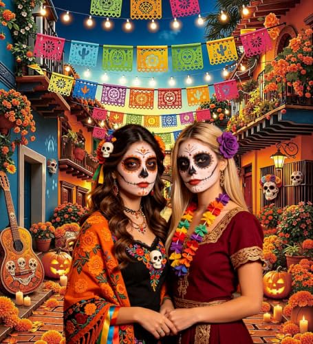 Day of the Dead Backdrop 6x8FT Dia De Los Muertos Mexican Street Scene Vinyl Decor