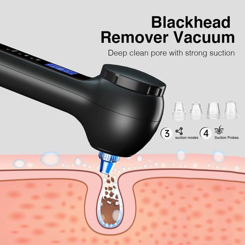 UMICKOO Electric Facial Cleansing Brush with LCD Screen, 3-in-1 Face Scrubber & Optional Blackhead Remover, Rechargeable, IPX7 Waterproof, Gentle Daily & Deep Cleaning for All Skin Types