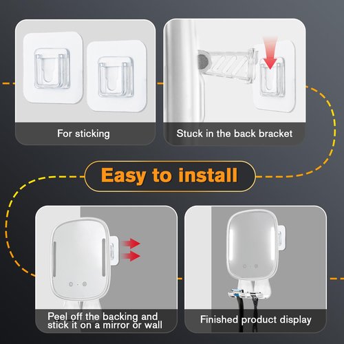Showvigor Heated Shower Mirror Fogless for Shaving with Light, Rechargeable Battery, Detachable Adhesive Hook & Razor Holder, NO-Drilling Waterproof Anti-Fog Mirror, Gift for Men(White)