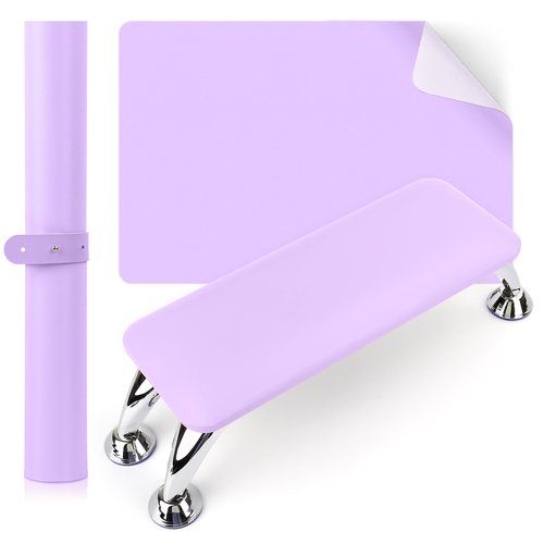 Nail Arm Rest for Acrylic Nails with Nail Table Mat, Microfiber Leather Nail Hand Rest Cushion for Nails, Soft Hand Pillow Footstool with Foldable Nail Art Hand Rest Pad for Nail Tech Use (Purple)