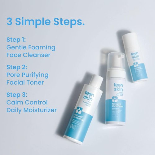 Natural Outcome Teen Skin Care Kit - 3-Step Acne Face Wash, Toner & Moisturizer | Ideal for Preteens & Teens
