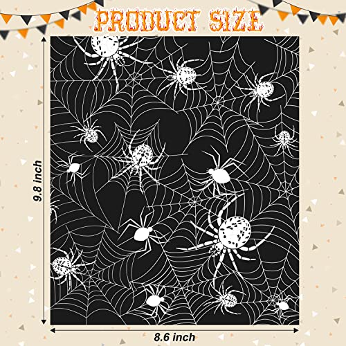Halloween Spider Wax Paper for Food - Web Pattern, 8.6x9.8 Inches, 100 Sheets - Food Safe, Oil & Waterproof, Spider Variation