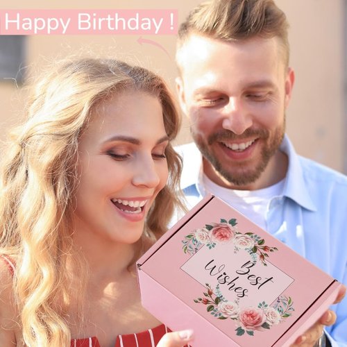 Birthday Gifts for Women,Happy Birthday Gifts Basket for Women Self Care Set Bath Relaxing Gift Birthday Presents Unique Female Idea Box for Mom Sister Wife Pink Theme with Mug,Cozy Socks,Bath Bomb