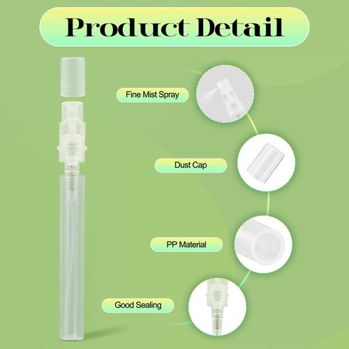 Cotchen 50Pcs Mini Spray Bottle 5ml, Small Travel Perfume Bottle Refillable with 10 Tools, Clear Plastic Small Atomizer Empty, Fine Mist Perfume Sample Spray Bottle for Travel Essential Oil Perfumes