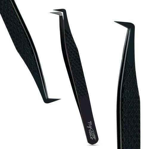 My Lash Tools Mega Boot Volume Fiber Tip Lash Tweezer – MEGA GRIP QUEEN, Diamond Grip, Professional Eyelash Extension Tweezers, Lash Artist Tool (Black)