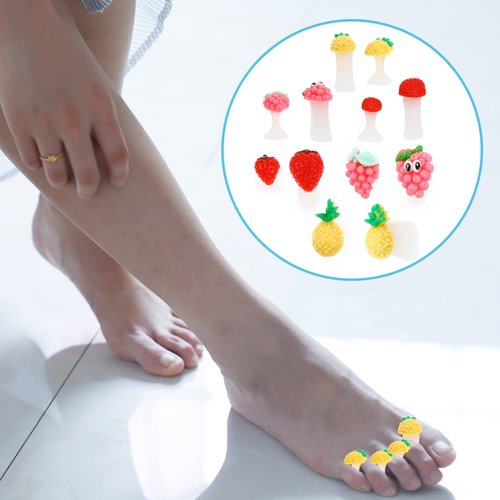 Uonlytech 24pcs Silicone Toe Separators Fruit Toe Separator Toe Nail Separators Toes Dividers Pedicures Nail Art Tools Pedicure Spacers for Nail Salon