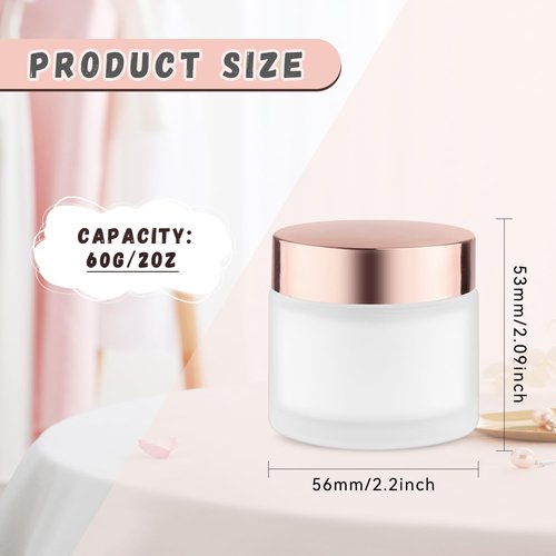 8 Pcs 60g/2oz Cream Jars Glass Cosmetic Containers Empty Glass Sample Jars with Leakproof Lids for Makeup Lotion Eye Creams Scrub Home Travel - Frosted