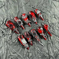 Dark Gothic Style Handmade Press On Nails Bloody Mary - Size L, 10Pcs