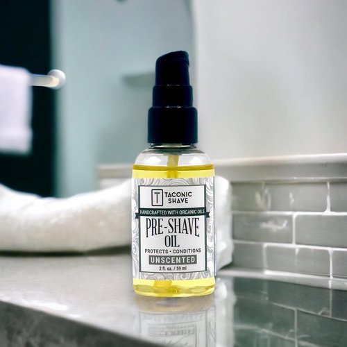 Taconic Shave Premium Natural Pre-Shave Oil (2 oz.) – Unscented – Protects Against Irritation and Razor Burn when Shaving with a Cartridge, Safety or Straight Razor
