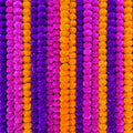 Artificial Marigold Garland 15 Pack - Orange, Dark Purple, Violet 5ft for Party Decor