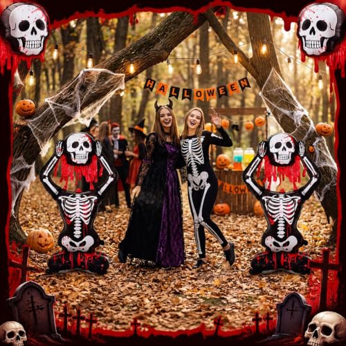 Blood-Dripping Skull Balloon - Halloween Skeleton Standee for Trunk & Yard Decor