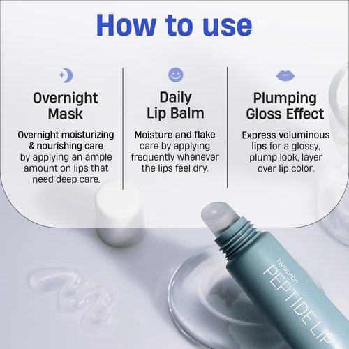 DERMATORY Hyalluron Peptide Lip Mask Balm - Hydrating Moisturizer for Day & Night Care (10ml)