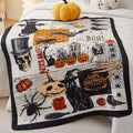 Halloween Throw Blanket Black Cat Pumpkin Spider Skull 50x60 Reversible Decor