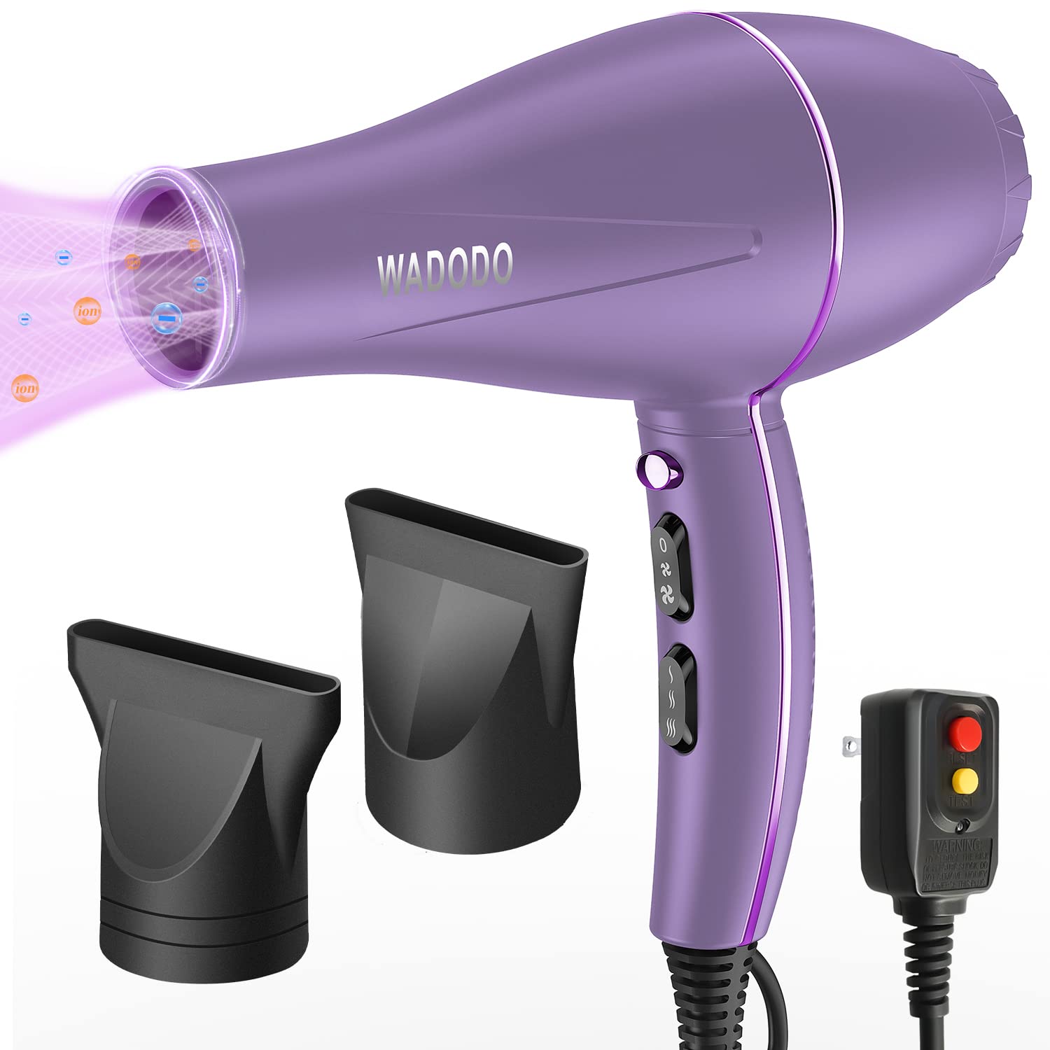 WADODO Ionic Hair Dryer, 2200W Professional Blow Dryer Fast Drying Travel Hair Dryer, AC Motor Constant Temperature Low Noise Ion Hair Dryers Curly Hair Care Hairdryer Blowdryer for Women Men(Purple)