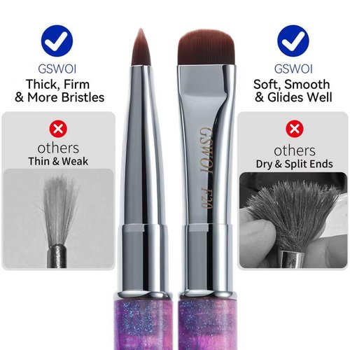 GSWOI French Tip & Nail Cleaning Brush - Dual Function Gel Polish Clean Up Tool with Custom Firm Bristles for Professional Manicure (F18)