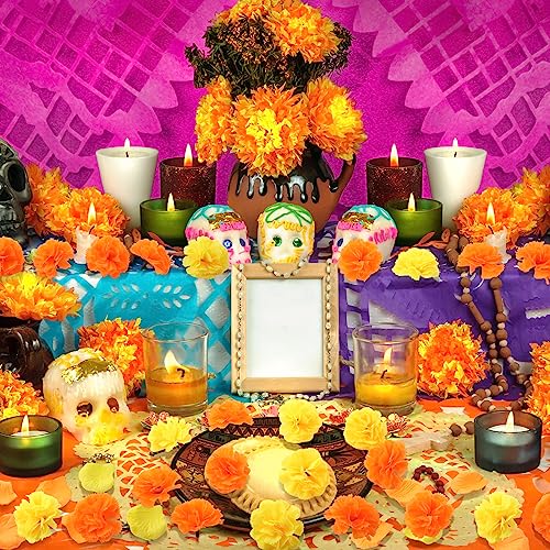 Artificial Day of the Dead Marigold & Rose Petal Set for Decorations - 3100 Pieces