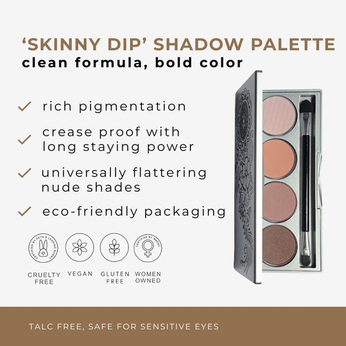 Honeybee Gardens Skinny Dip Eye Shadow Palette - 4 Pigmented Shades | Long-Lasting, Vegan & Cruelty-Free
