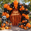 Halloween Balloon Arch Kit with Bat & Skeleton Foil Balloons - Orange Black Variation