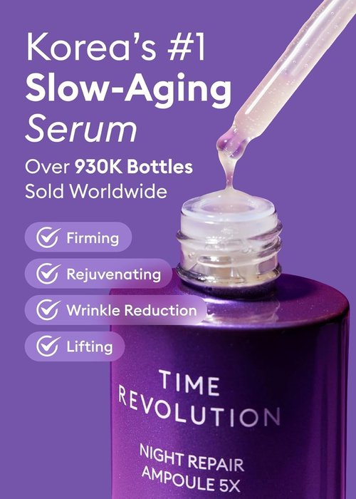 MISSHA Time Revolution Night Repair Serum - Probiotic Ampoule for Radiant Skin, 1.69 Fl Oz