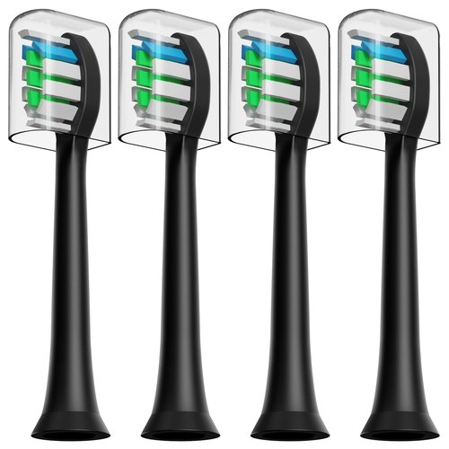 HUACO CARE Replacement Toothbrush Heads, 4 Brush Heads Compatible with H6 Plus, Dupont Bristle Black