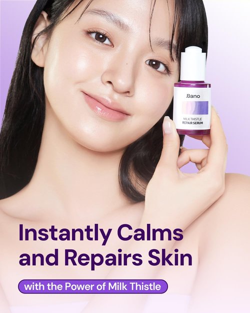 BANO Milk Thistle Repair Serum - Skin Barrier Repair Essence | Calming & Hydrating Face Serum with Centella for Sensitive Skin | Fast-Absorbing | Korean Skin Care | Fragrance Free | 1.01 fl oz