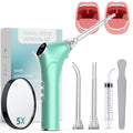 Alitake Electronic Vacuum Tonsil Stone Removal Kit - Tonsil Stone Remover with Built-in LED Light 3 Suction Mode - Fight Bad Breath Oral Irrigator 5X Magnifying Mirror for Stone Removal (Green)
