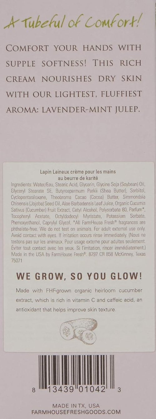 FarmHouse Fresh Fluffy Bunny Hand Cream - Lavender Mint Scent, 2 Fl. Oz. of Moisturizing Shea Butter